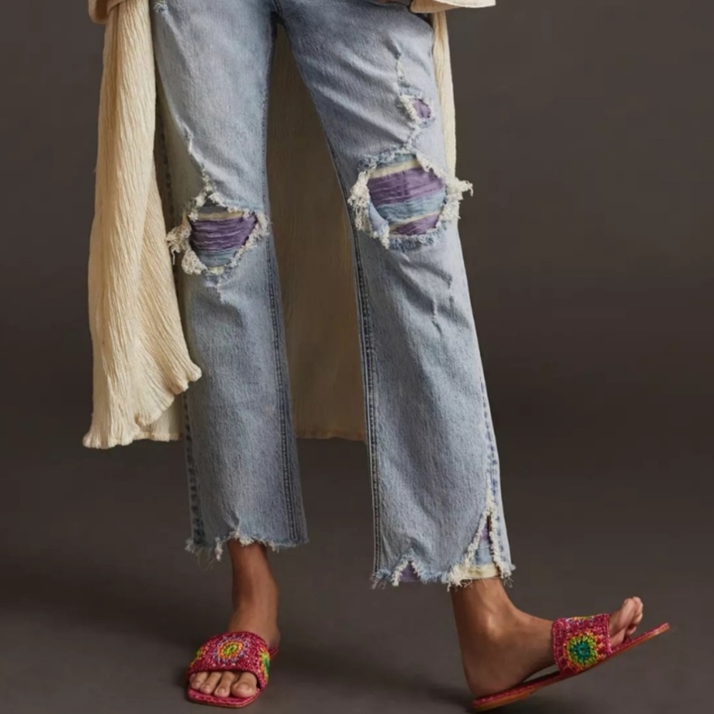 Anthropologie Pilcro Vintage Straight Distressed High Rise Jeans 27 28 - Picture 10 of 10
